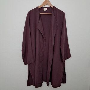 Vikolino Purple Open Front  Linen Lagenlook Oversized Jacket Size Medium
